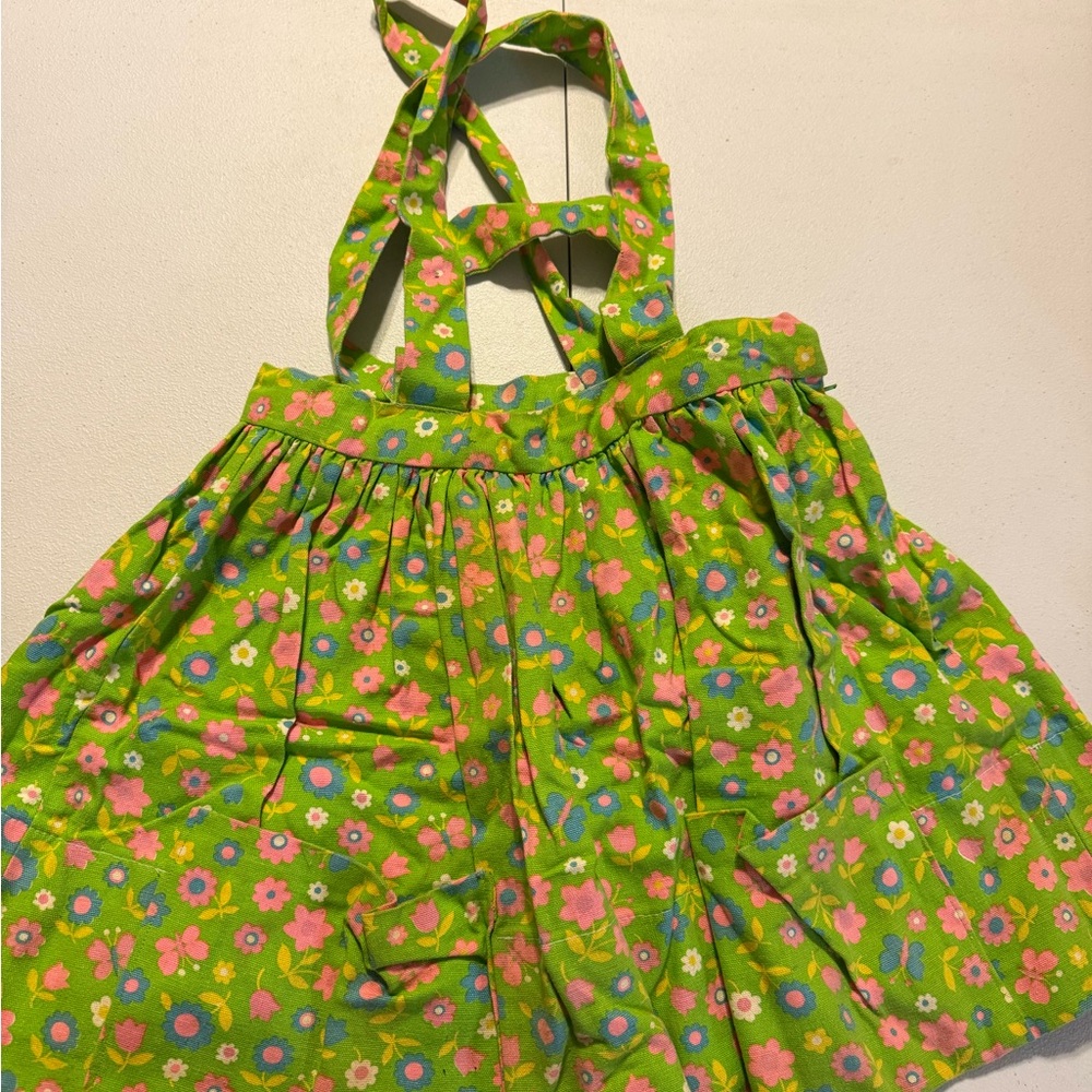 Vintage Y2K Handmade Floral Girls kids Shoulder Straps Dress